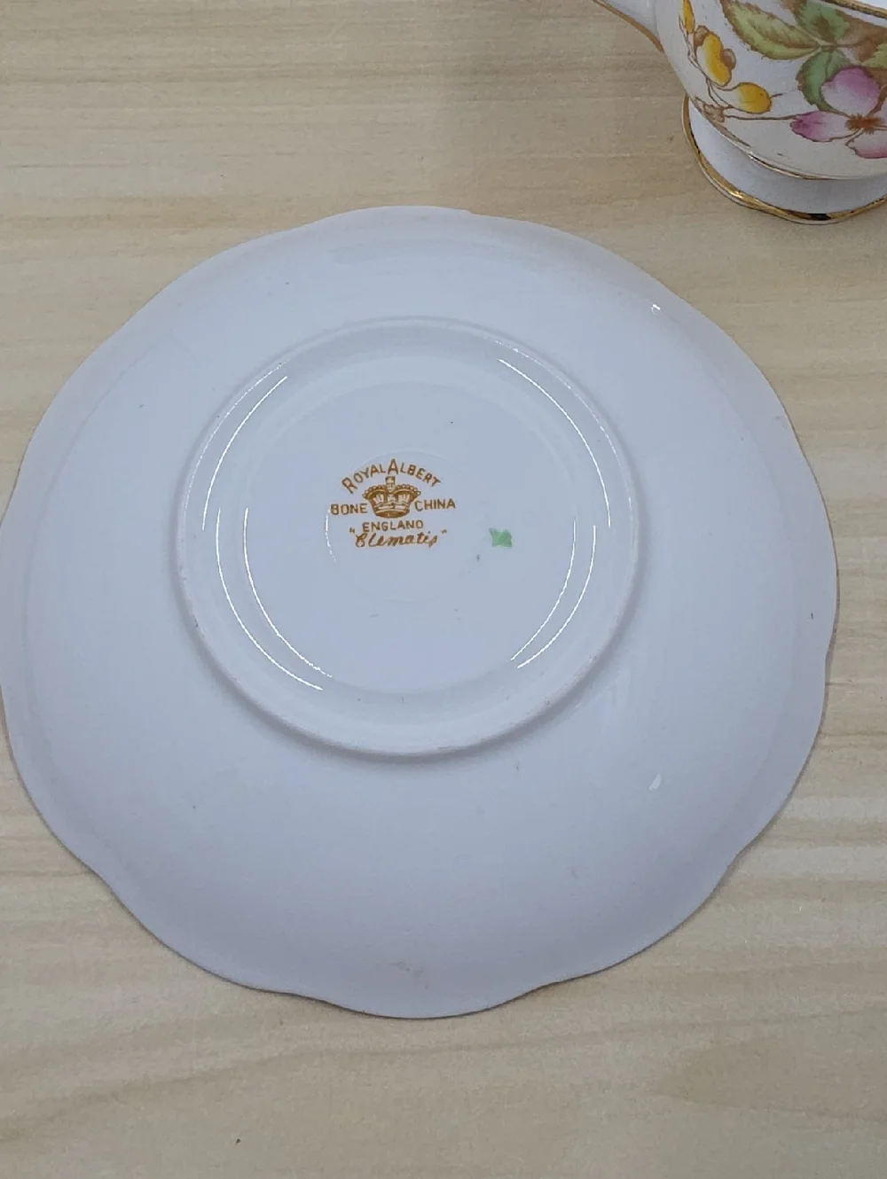 Royal Albert Clematis Pattern Footed Cup and Saucer Hand Painted England